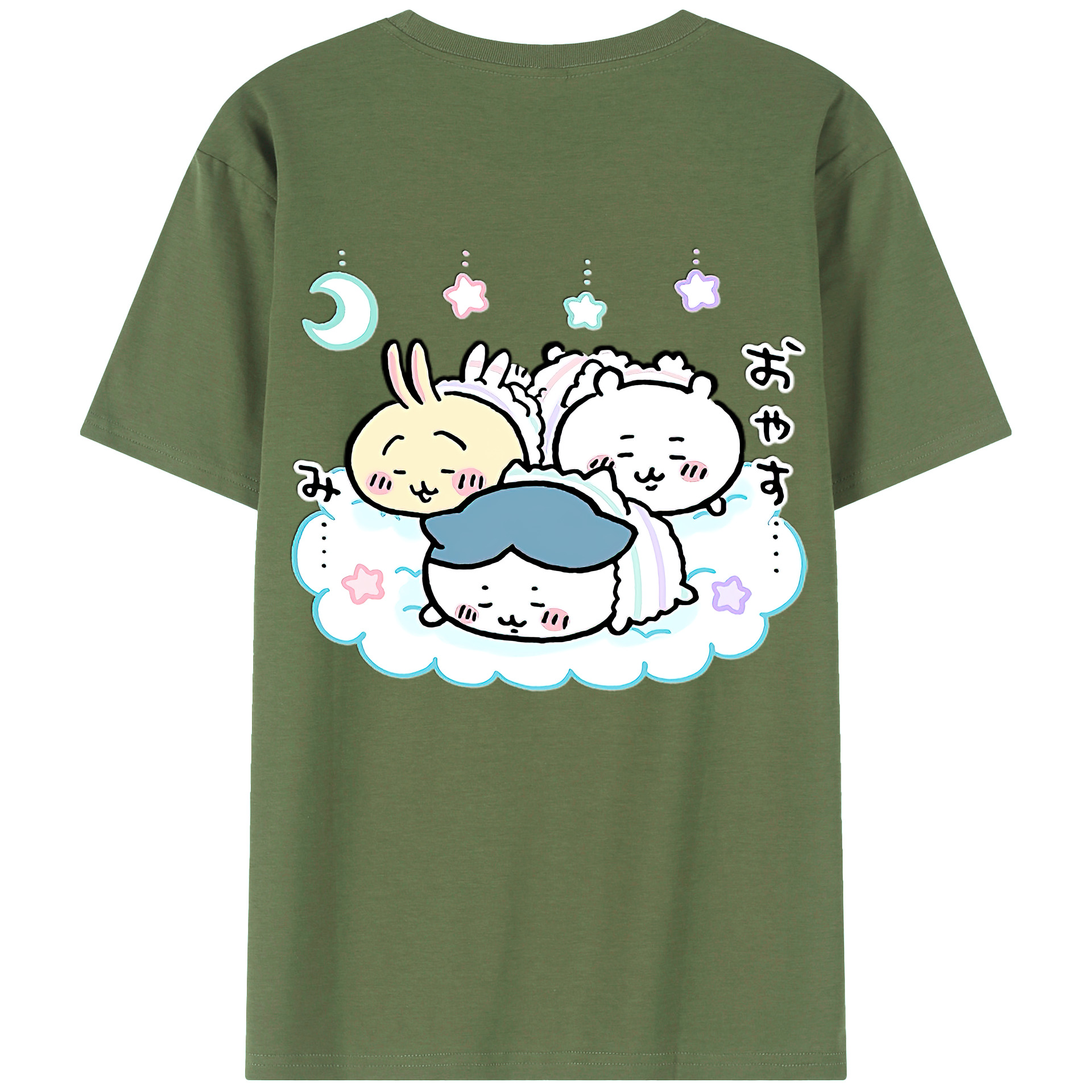 （画像用） ちいかわ ハチワレ Chii-kawa hachiware 綿100％ メンズ半袖Tシャツ（バックプリント） 通気性
